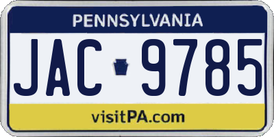 PA license plate JAC9785