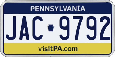 PA license plate JAC9792