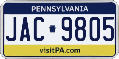 PA license plate JAC9805