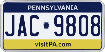 PA license plate JAC9808