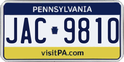 PA license plate JAC9810