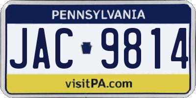 PA license plate JAC9814