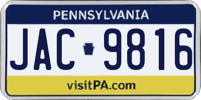 PA license plate JAC9816