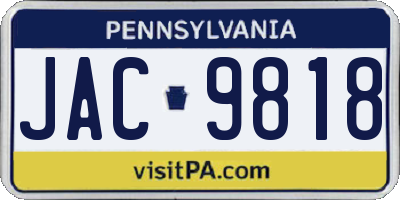 PA license plate JAC9818