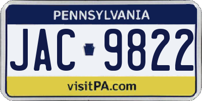 PA license plate JAC9822