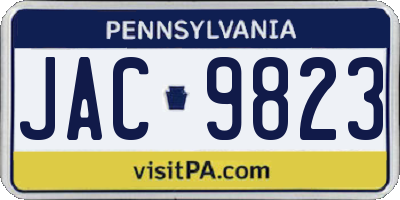 PA license plate JAC9823