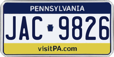 PA license plate JAC9826