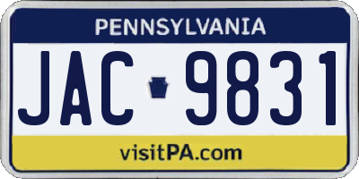 PA license plate JAC9831