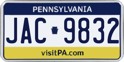 PA license plate JAC9832