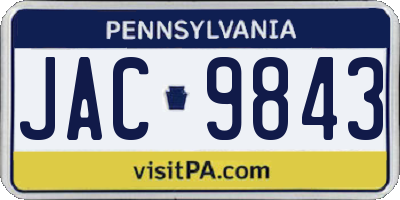 PA license plate JAC9843