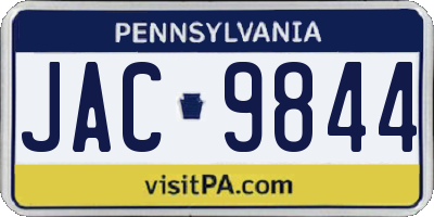 PA license plate JAC9844