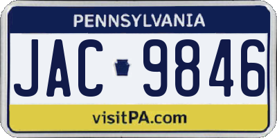 PA license plate JAC9846