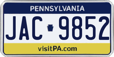 PA license plate JAC9852