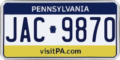 PA license plate JAC9870