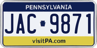 PA license plate JAC9871