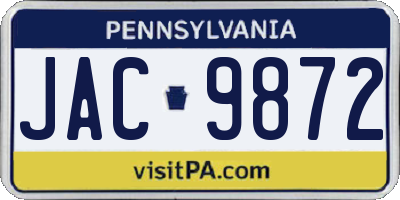 PA license plate JAC9872