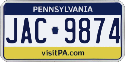 PA license plate JAC9874