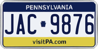 PA license plate JAC9876