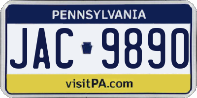 PA license plate JAC9890