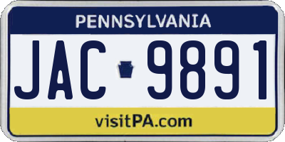 PA license plate JAC9891