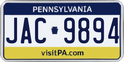 PA license plate JAC9894