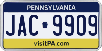 PA license plate JAC9909