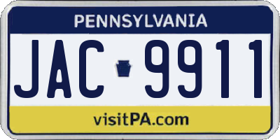 PA license plate JAC9911