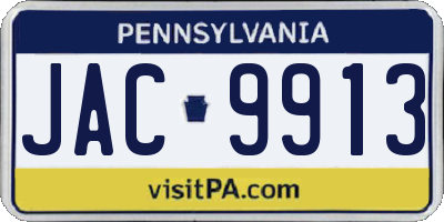 PA license plate JAC9913