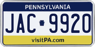 PA license plate JAC9920