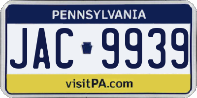 PA license plate JAC9939