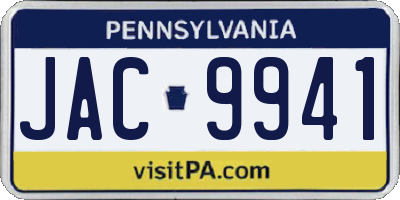 PA license plate JAC9941