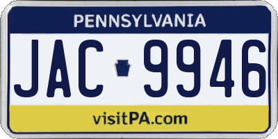 PA license plate JAC9946