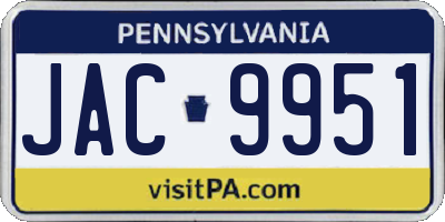 PA license plate JAC9951