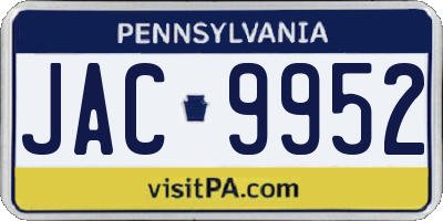 PA license plate JAC9952