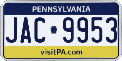 PA license plate JAC9953