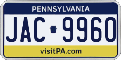 PA license plate JAC9960