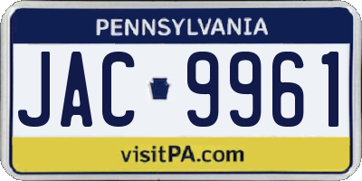 PA license plate JAC9961