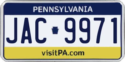 PA license plate JAC9971