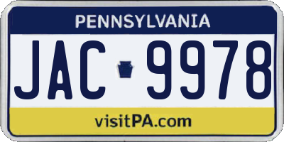 PA license plate JAC9978