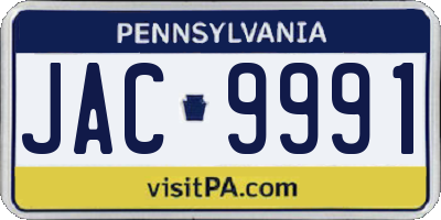 PA license plate JAC9991
