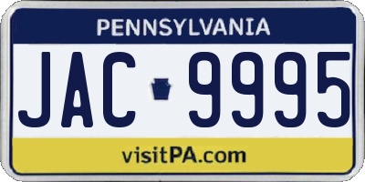 PA license plate JAC9995