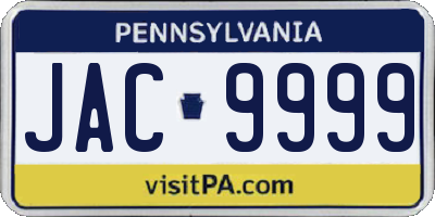 PA license plate JAC9999