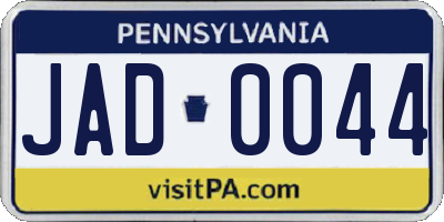 PA license plate JAD0044