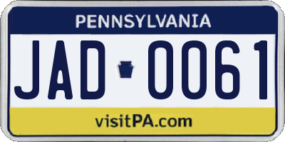 PA license plate JAD0061