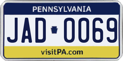 PA license plate JAD0069