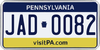 PA license plate JAD0082