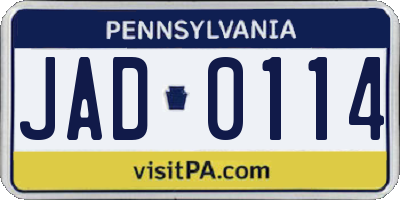 PA license plate JAD0114