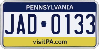 PA license plate JAD0133
