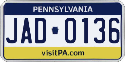 PA license plate JAD0136