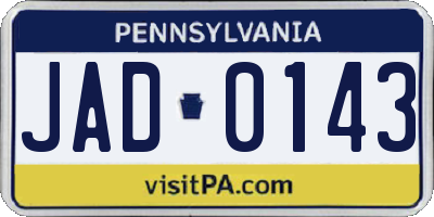 PA license plate JAD0143